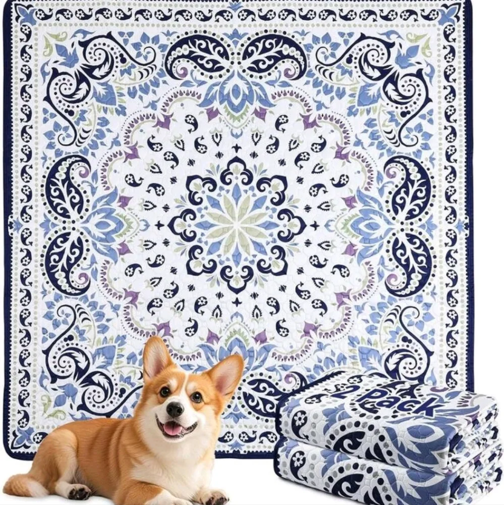 Blue and White Washable Dog Pee Pads 2 PACK OF 18X24